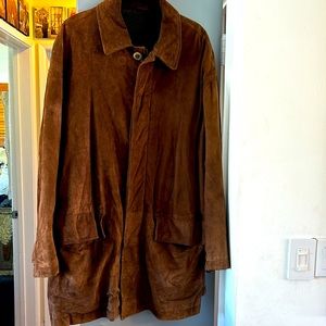 Hugo Boss men's italian goat or lamb suede car coat zip/ button front sz 42